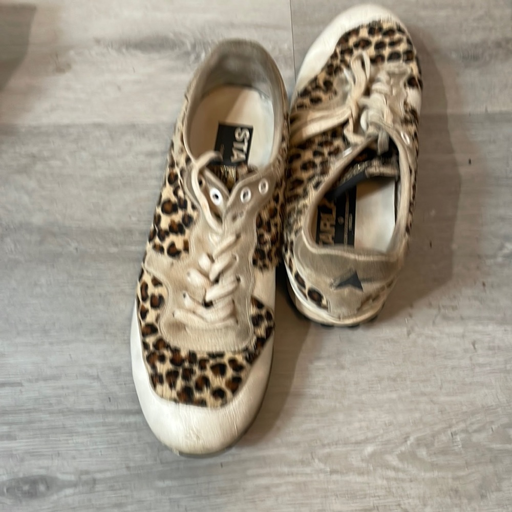 Golden goose leopard tennis shoes